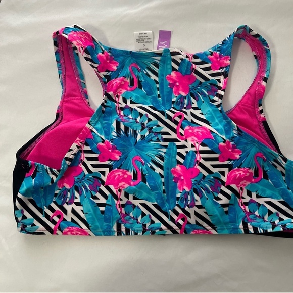 YMI Women’s Large 2 Piece Swimsuit Vibrant Tropical Flamingo Swimwear Set - Picture 10 of 11